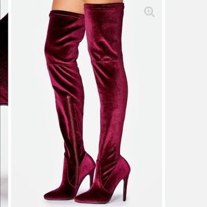 Velvet over the knee boots